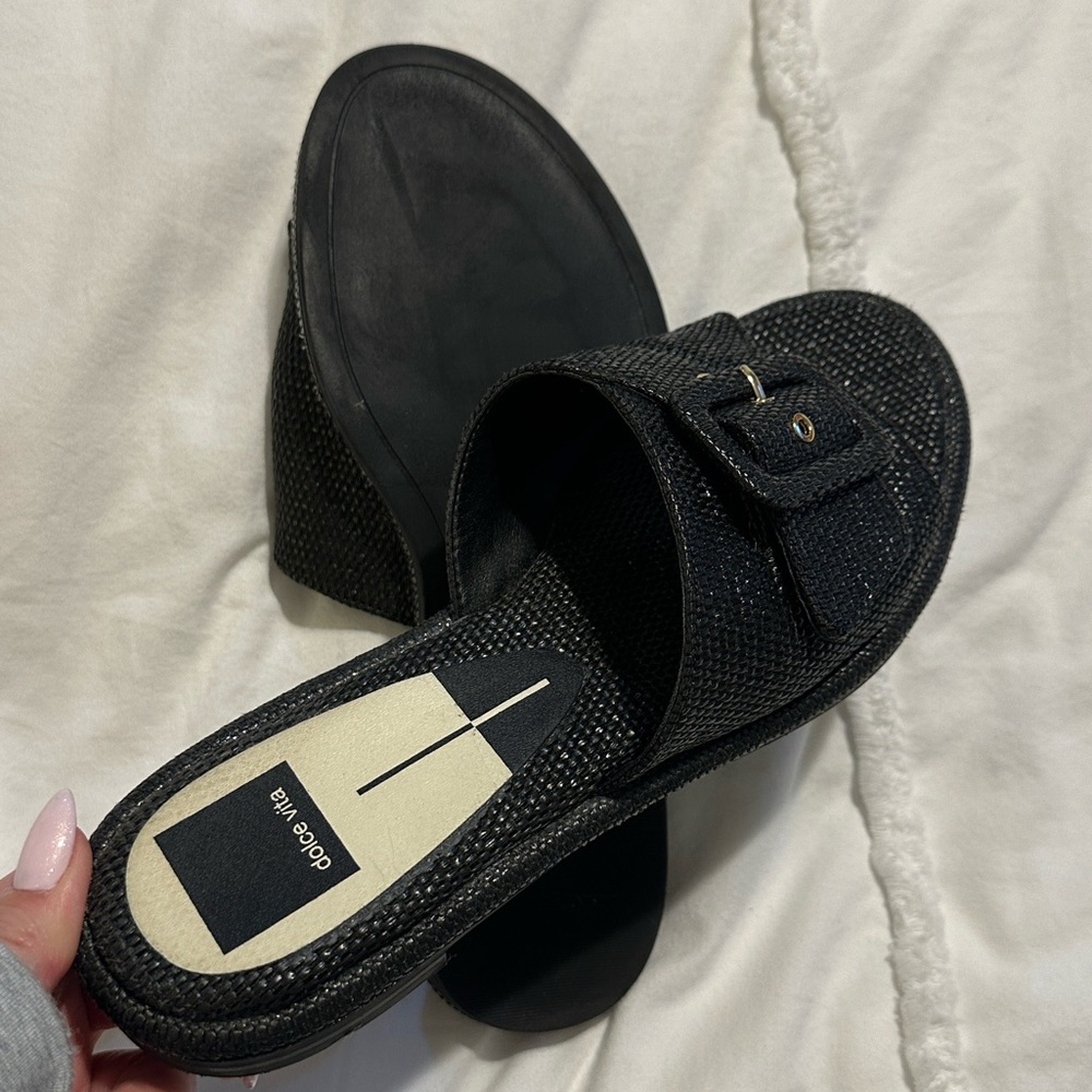 Dolce Vita black woven with buckle slides. Size 7.5.